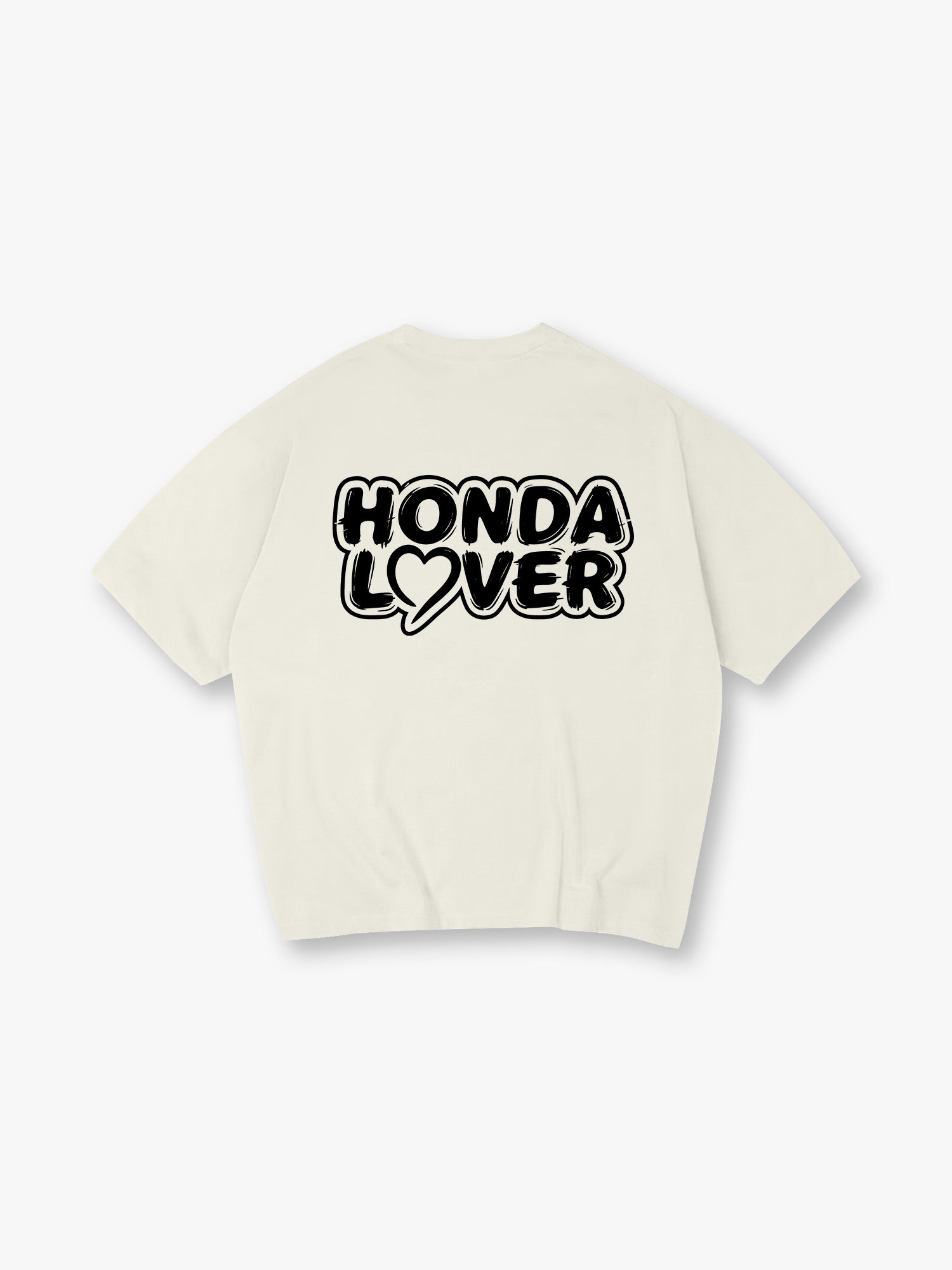 Honda Lover Heart Graffiti Text Back Print T-Shirt JDM Car Enthusiast Graphic Short Sleeve Tee