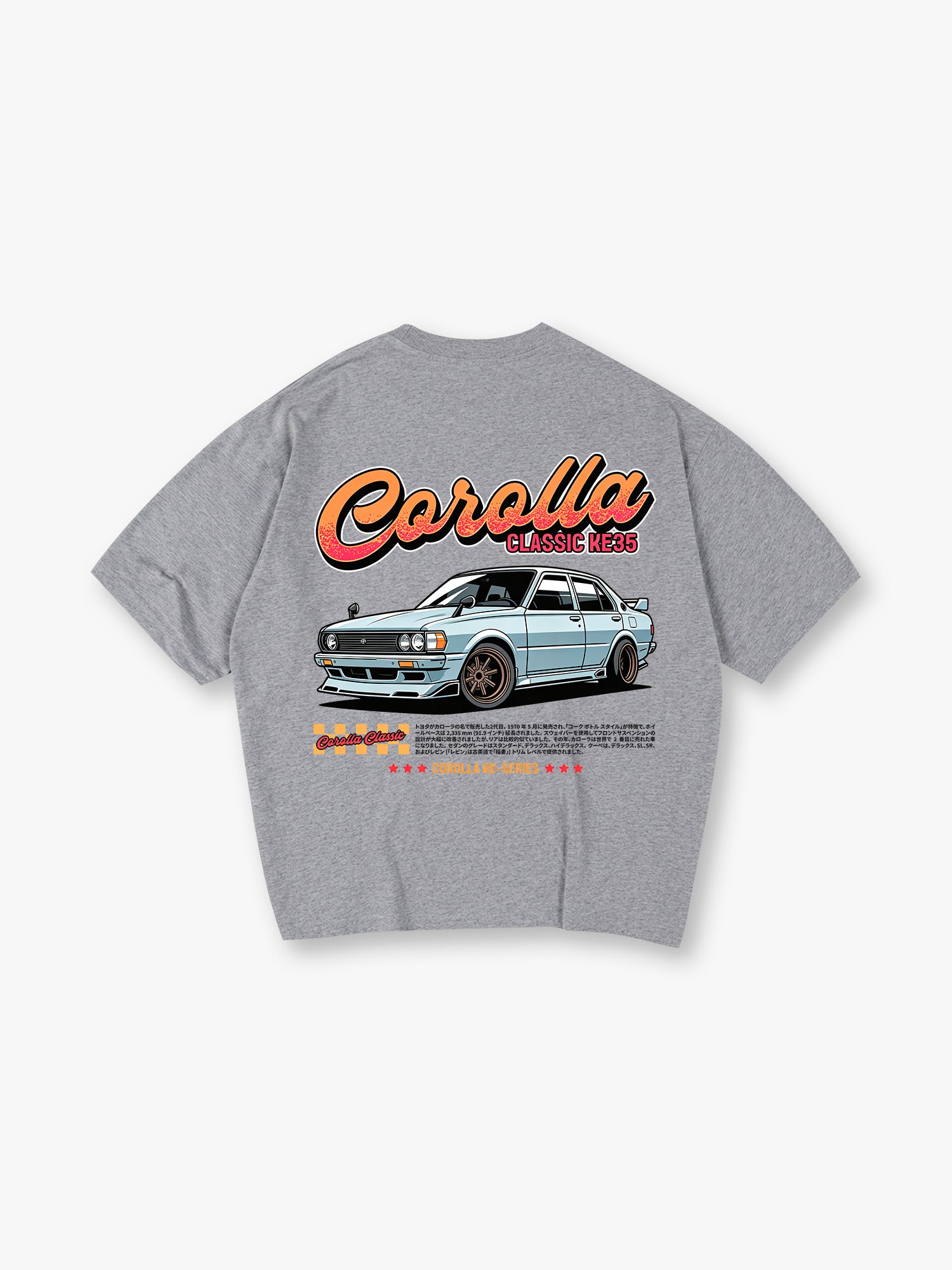 Classic Toyota Corolla KE35 Back Print T-Shirt Vintage Old School JDM Sedan Car Graphic Short Sleeve Tee