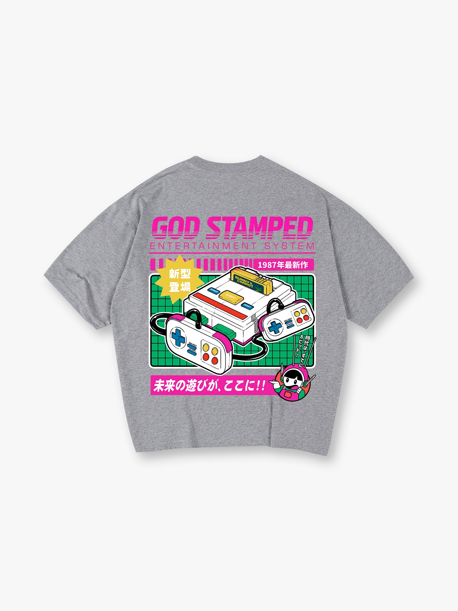 1987 Game Console Japanese Back Print T-Shirt Vintage 80s Arcade Gaming Graphic Short Sleeve Tee Nostalgic Streetwear Cotton Top
