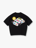 Vintage Retro 80s Game Console Japanese Text Back Print T-Shirt Classic Nostalgic Video Game Controller Graphic Short Sleeve Tee