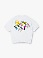 Vintage Retro 80s Game Console Japanese Text Back Print T-Shirt Classic Nostalgic Video Game Controller Graphic Short Sleeve Tee