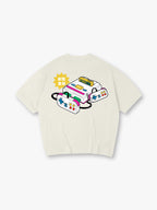 Vintage Retro 80s Game Console Japanese Text Back Print T-Shirt Classic Nostalgic Video Game Controller Graphic Short Sleeve Tee