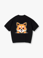 Cute Peeking Kawaii Shiba Inu Dog Back Print T-Shirt Minimal Japanese Cartoon Puppy Graphic Short Sleeve Tee
