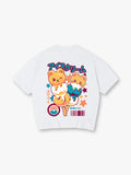 Kawaii Bear Cat Ice Cream Popsicle Japanese Text Back Print T-Shirt Cute Pastel Anime Animal Graphic Short Sleeve Tee