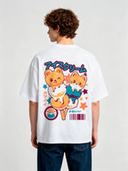 Kawaii Bear Cat Ice Cream Popsicle Japanese Text Back Print T-Shirt Cute Pastel Anime Animal Graphic Short Sleeve Tee