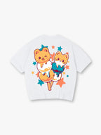 Kawaii Bear Cat Ice Cream Popsicle Star Back Print T-Shirt Cute Pastel Cartoon Animal Graphic Short Sleeve Tee