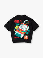 Vintage Japanese Daruma Strawberry Milk Carton Kanji Back Print Cotton T-Shirt