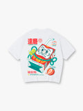 Vintage Japanese Daruma Strawberry Milk Carton Kanji Back Print Cotton T-Shirt
