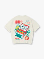 Vintage Japanese Daruma Strawberry Milk Carton Kanji Back Print Cotton T-Shirt