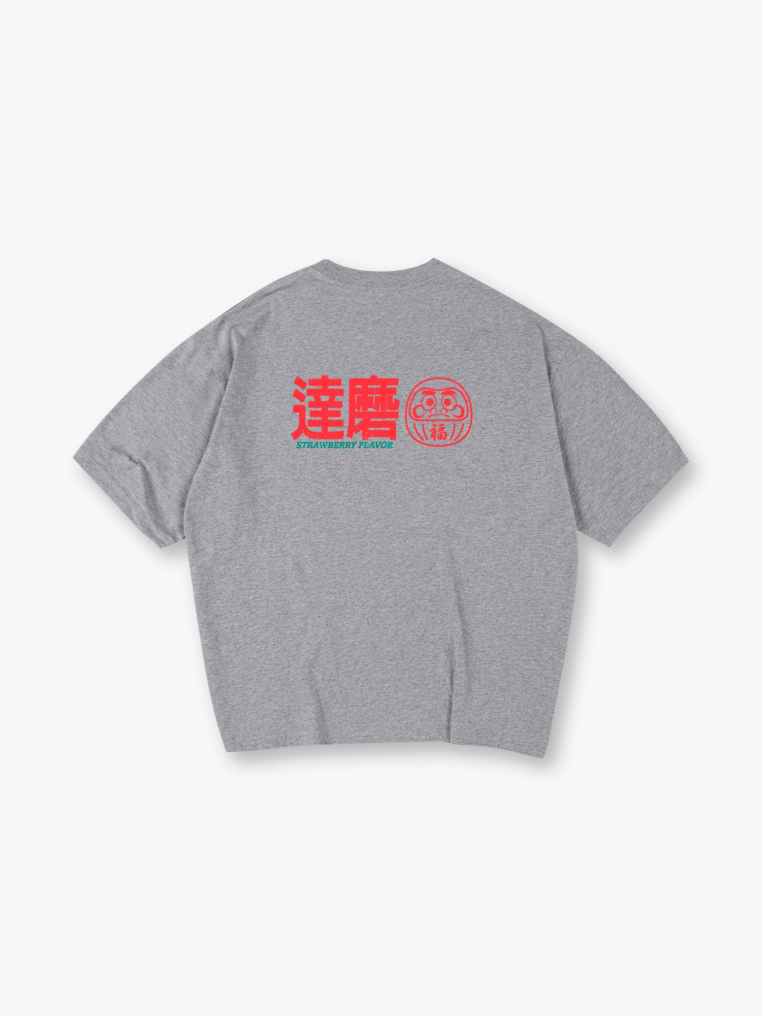 Vintage Japanese Daruma Strawberry Flavor Kanji Back Print Cotton T-Shirt