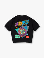 Retro Mecha Tamagotchi Dinosaur Japanese Text Back Print Cotton T-Shirt