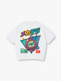 Retro Mecha Tamagotchi Dinosaur Japanese Text Back Print Cotton T-Shirt