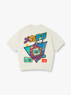 Retro Mecha Tamagotchi Dinosaur Japanese Text Back Print Cotton T-Shirt