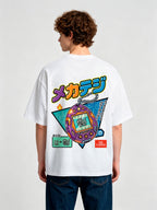 Retro Mecha Tamagotchi Dinosaur Japanese Text Back Print Cotton T-Shirt