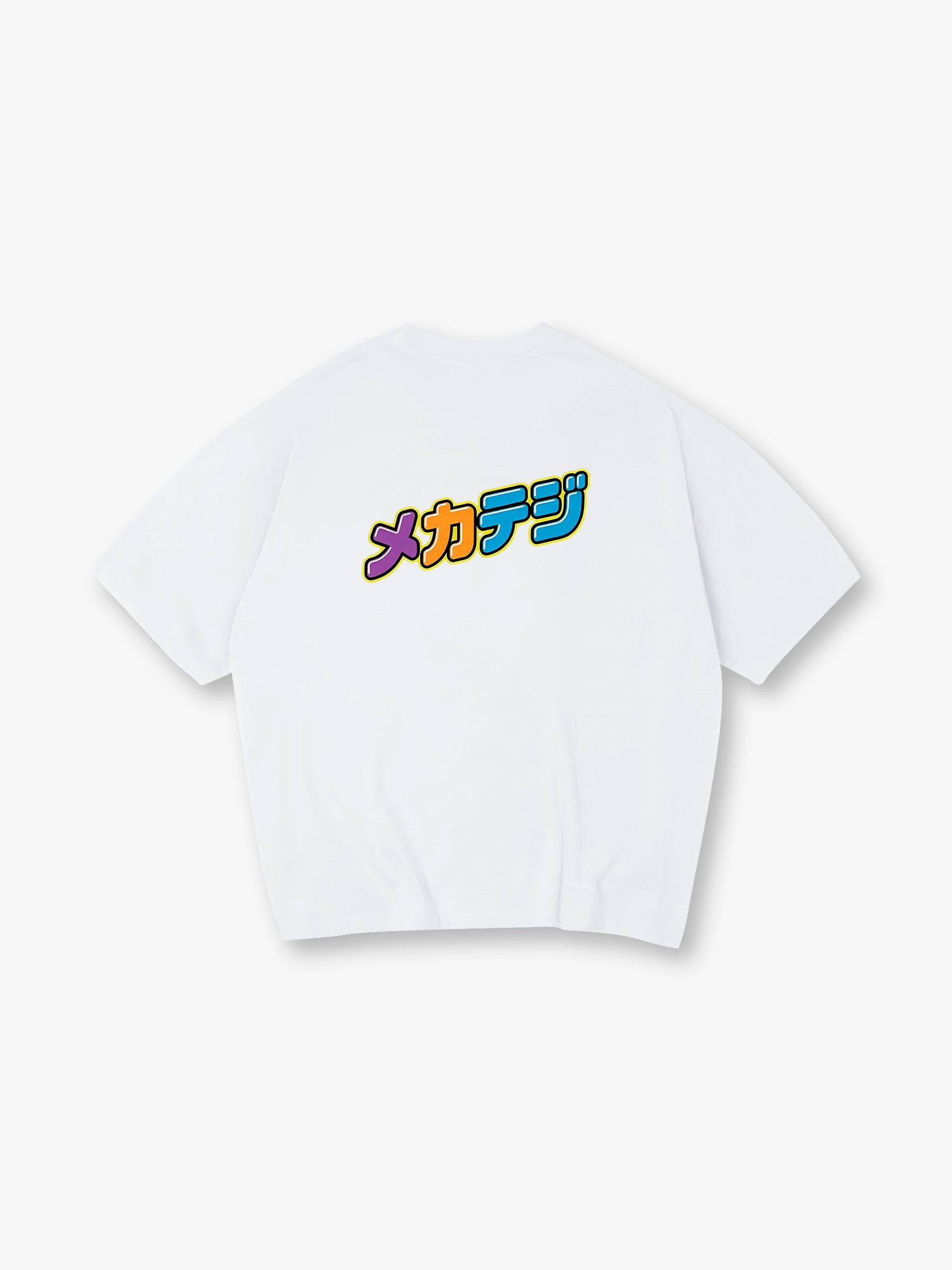 Vibrant Mecha Tegi Japanese Retro Graffiti Text Back Print White Cotton T-Shirt
