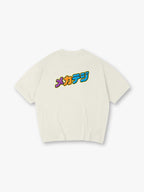 Vibrant Mecha Tegi Japanese Retro Graffiti Text Back Print White Cotton T-Shirt
