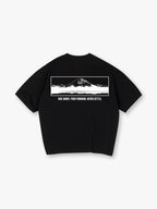 Minimal Blue Mount Fuji Motivational Quote Back Print Cotton Casual T-Shirt