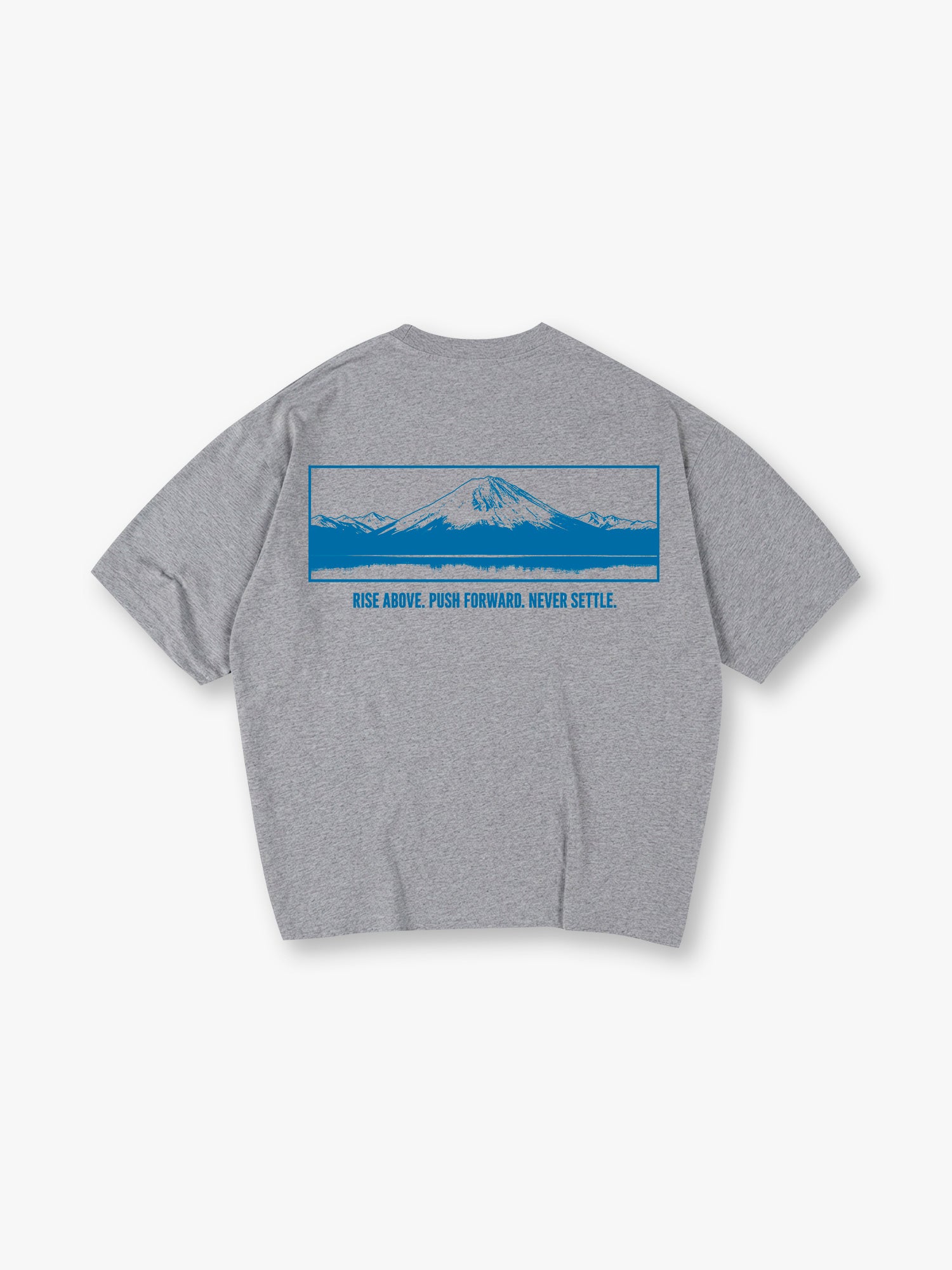 Minimal Blue Mount Fuji Motivational Quote Back Print Cotton Casual T-Shirt