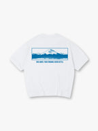 Minimal Blue Mount Fuji Motivational Quote Back Print Cotton Casual T-Shirt