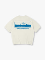 Minimal Blue Mount Fuji Motivational Quote Back Print Cotton Casual T-Shirt