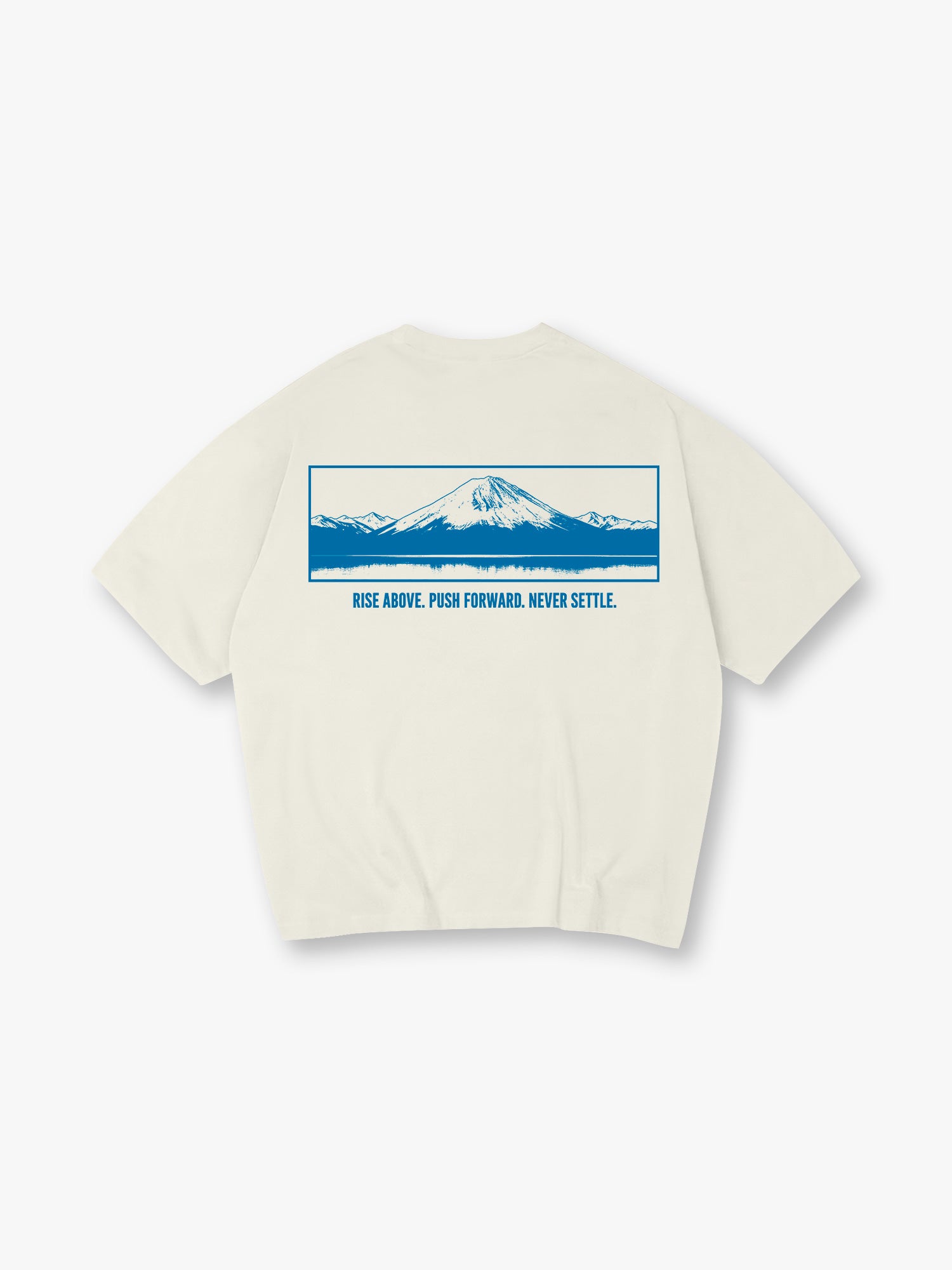 Minimal Blue Mount Fuji Motivational Quote Back Print Cotton Casual T-Shirt