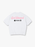 God Stamped Script Japanese Sakura Sword Kanji Back Print Cotton T-Shirt