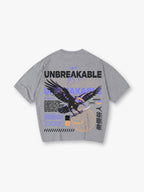 Unbreakable Raven Bird Globe Chinese Text Streetwear Back Print White Cotton T-Shirt
