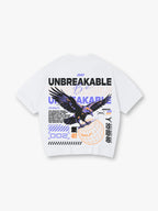 Unbreakable Raven Bird Globe Chinese Text Streetwear Back Print White Cotton T-Shirt