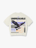 Unbreakable Raven Bird Globe Chinese Text Streetwear Back Print White Cotton T-Shirt