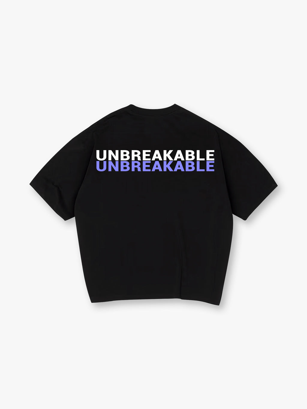 Minimal Double Layer UNBREAKABLE Text Back Print Loose Cotton T-Shirt