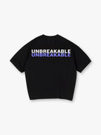 Minimal Double Layer UNBREAKABLE Text Back Print Loose Cotton T-Shirt