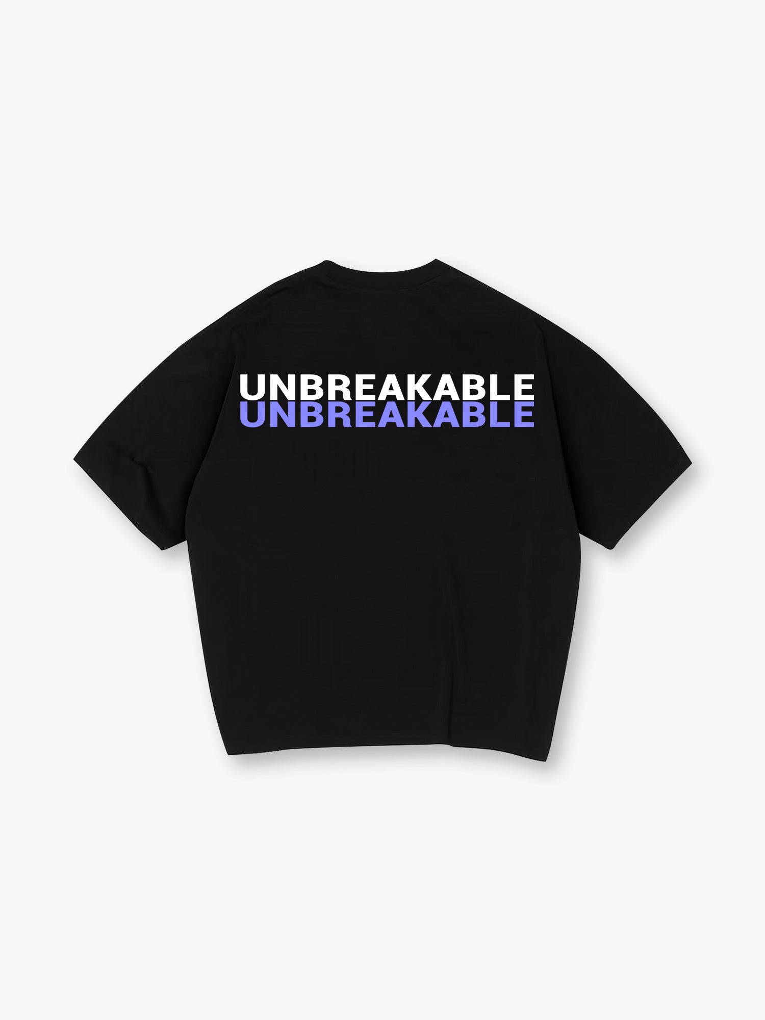 Minimal Double Layer UNBREAKABLE Text Back Print Loose Cotton T-Shirt