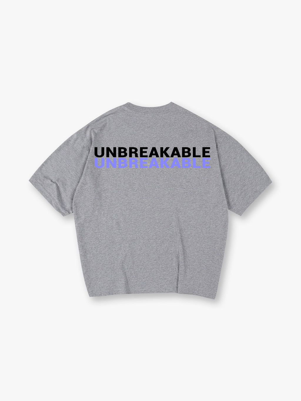 Minimal Double Layer UNBREAKABLE Text Back Print Loose Cotton T-Shirt