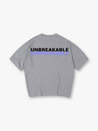 Minimal Double Layer UNBREAKABLE Text Back Print Loose Cotton T-Shirt
