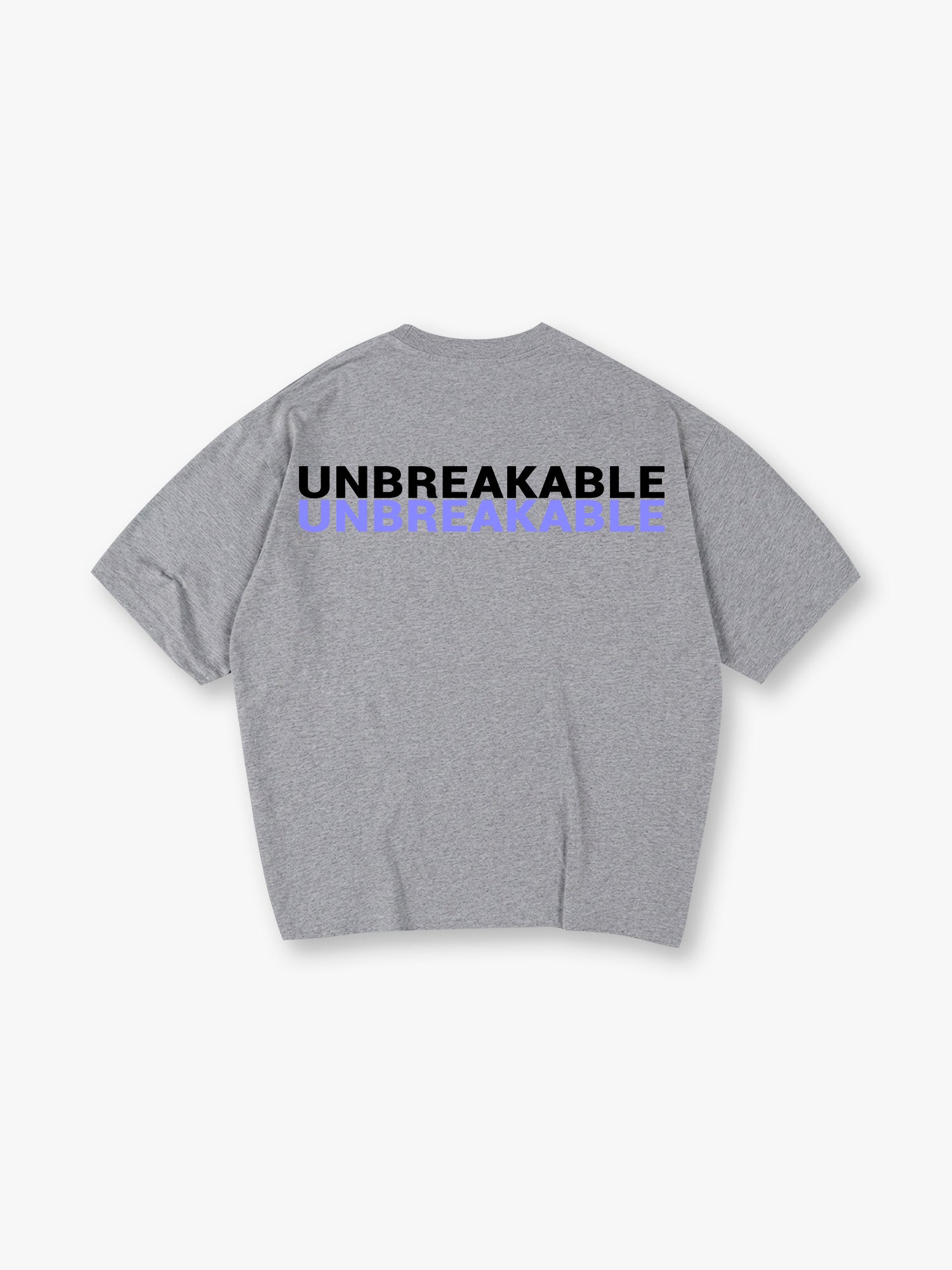 Minimal Double Layer UNBREAKABLE Text Back Print Loose Cotton T-Shirt