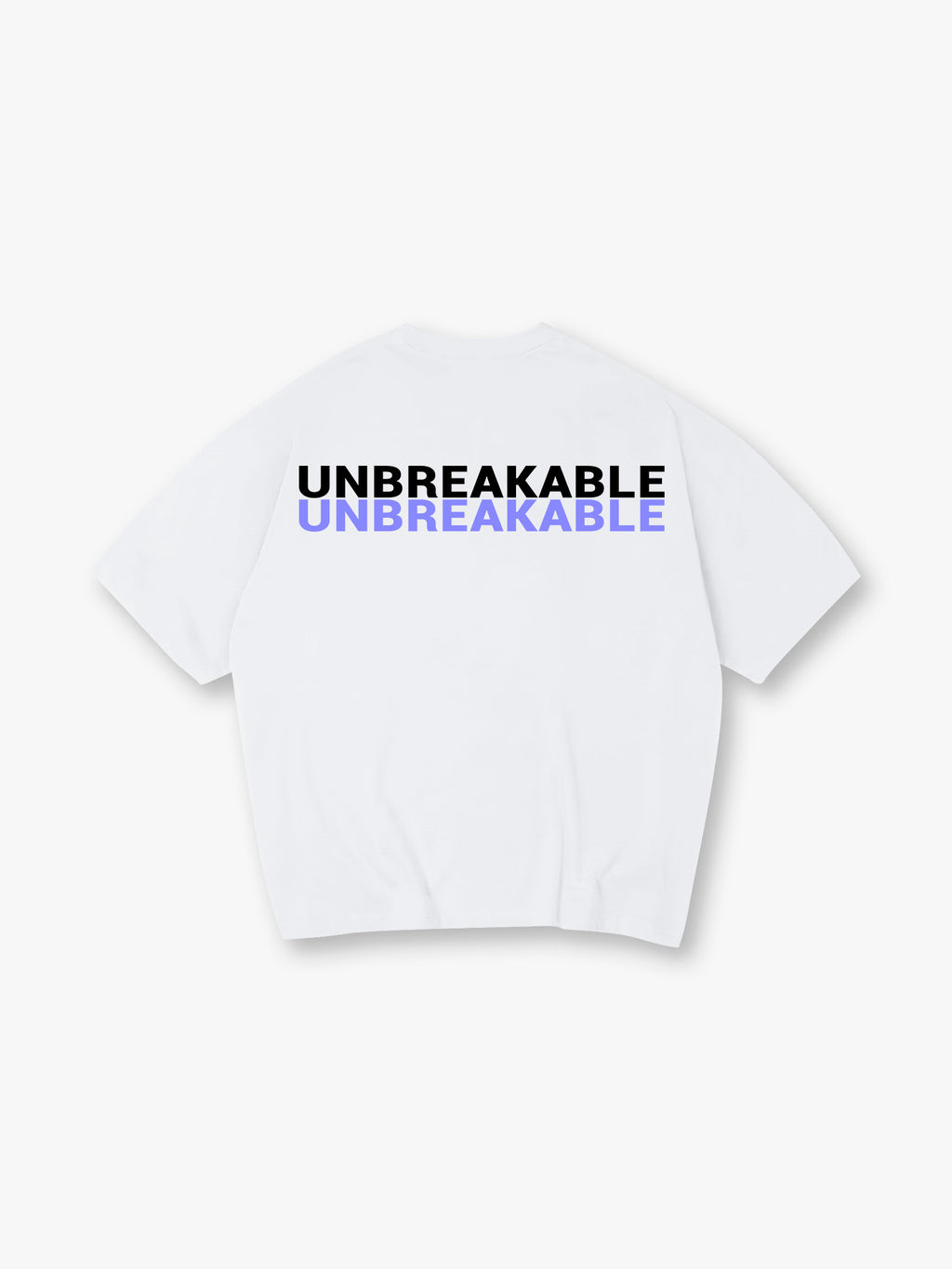 Minimal Double Layer UNBREAKABLE Text Back Print Loose Cotton T-Shirt
