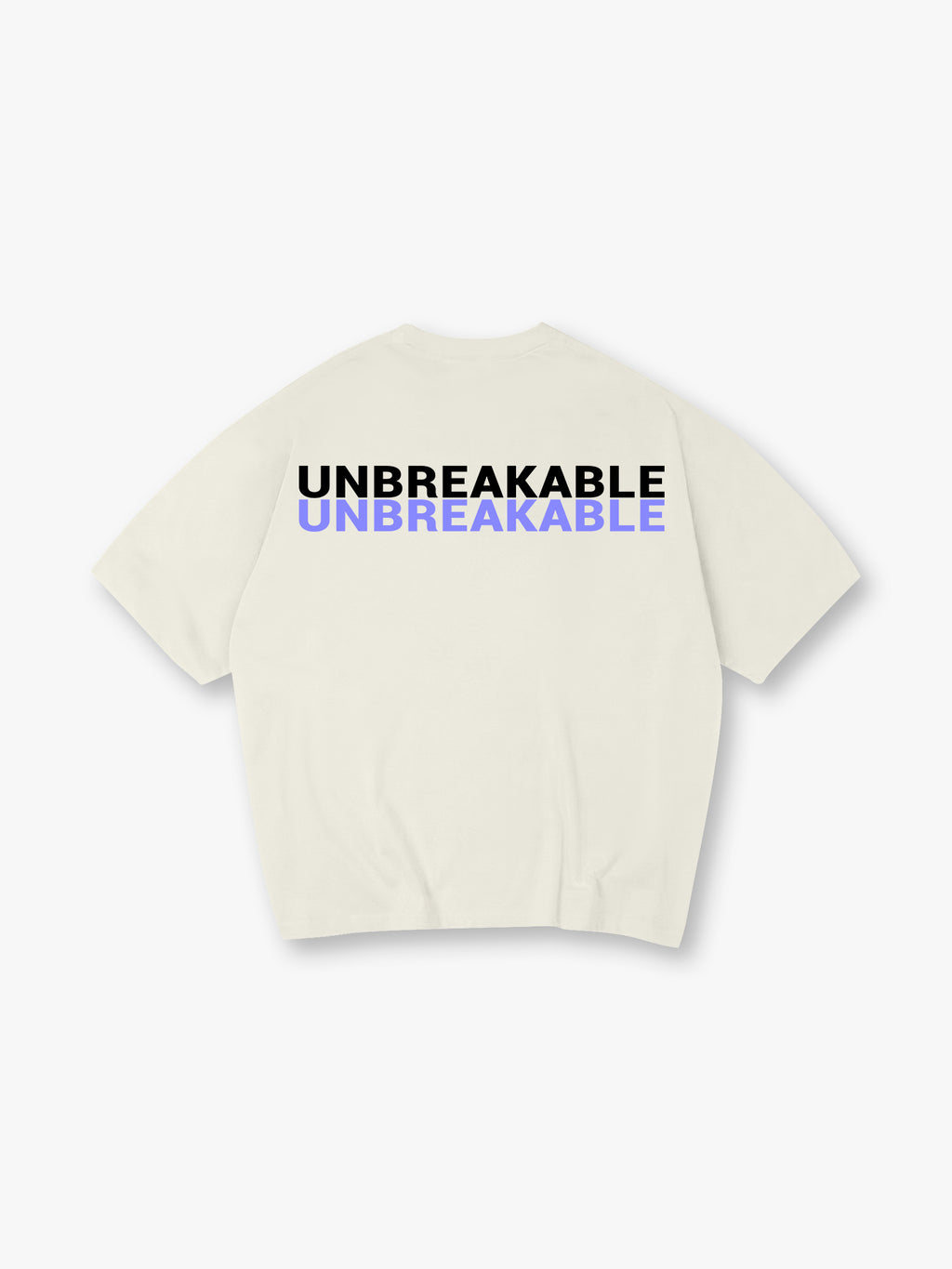 Minimal Double Layer UNBREAKABLE Text Back Print Loose Cotton T-Shirt