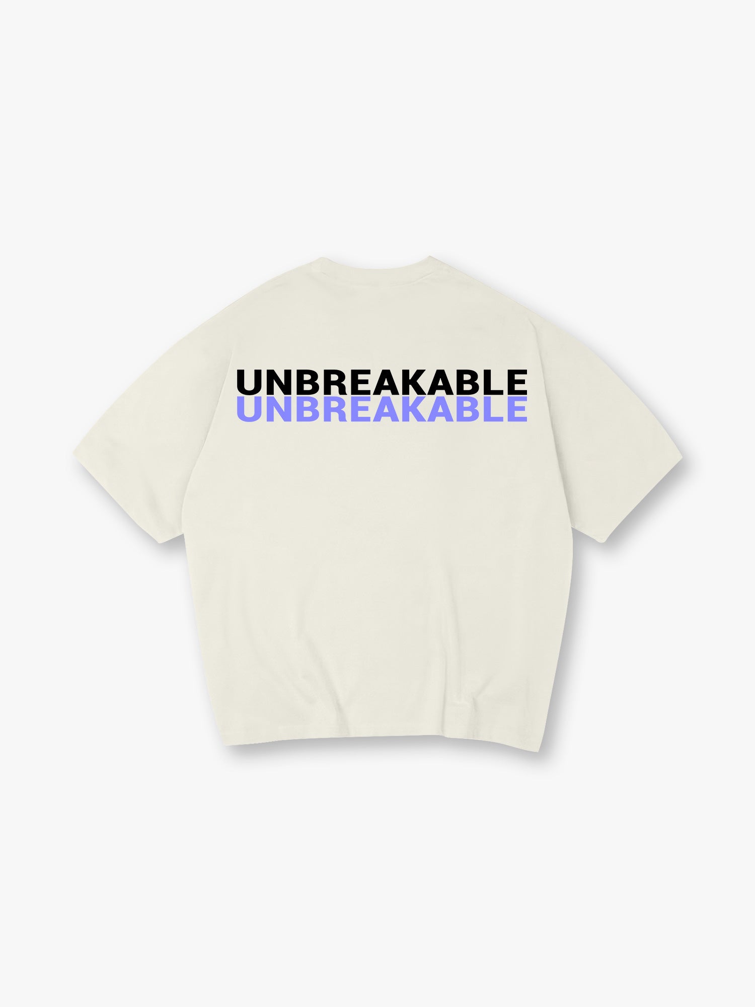 Minimal Double Layer UNBREAKABLE Text Back Print Loose Cotton T-Shirt