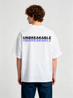Minimal Double Layer UNBREAKABLE Text Back Print Loose Cotton T-Shirt