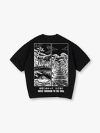Blue Line Art Mount Fuji Torii Gate Pine Trail Japanese Motivational Text Cotton T-Shirt