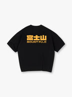 Minimal Bold Mount Fuji Kanji & English Text Back Print Loose Cotton T-Shirt