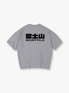 Minimal Bold Mount Fuji Kanji & English Text Back Print Loose Cotton T-Shirt