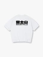 Minimal Bold Mount Fuji Kanji & English Text Back Print Loose Cotton T-Shirt