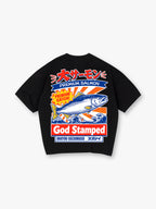 Vintage Japanese Premium Salmon Wave God Stamped Graphic Back Print T-Shirt