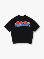 Minimal Red Japanese Big Salmon Katakana Premium Salmon Blue Banner Print T-Shirt