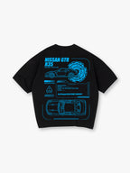 JDM GTR R35 Blueprint Technical Line Art BackPrint Cotton T-Shirt