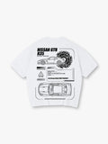 JDM GTR R35 Blueprint Technical Line Art BackPrint Cotton T-Shirt