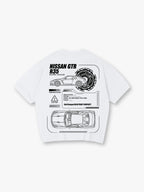 JDM GTR R35 Blueprint Technical Line Art BackPrint Cotton T-Shirt