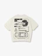 JDM GTR R35 Blueprint Technical Line Art BackPrint Cotton T-Shirt