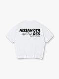 Minimal JDM Nissan GTR R35 Side Line Art Blueprint Text  Print Cotton T-Shirt